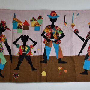 Jean Joseph Vintage Folk Art Tapestry Haitian